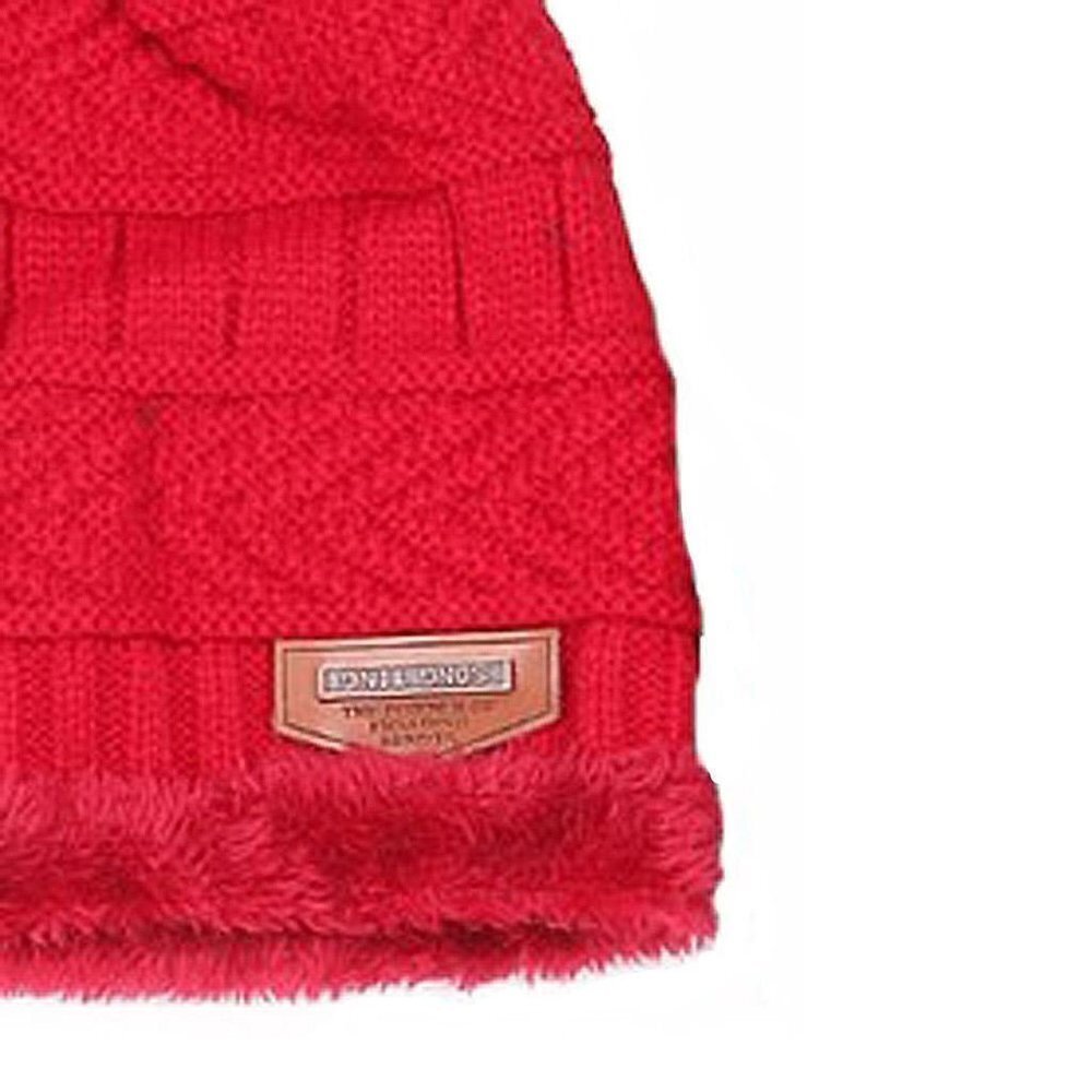 Diona J Women Red Golf Fur Trim Ponytail Beanie Ski Hat Cap  Beanie tail
